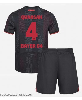 Günstige Bayer Leverkusen Jarell Quansah #4 Heimtrikotsatz Kinder 2025-26 Kurzarm (+ Kurze Hosen)